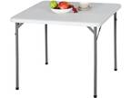 3 Foot Square Plastic Folding Table Dining Card Table for Wedding Event White