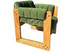 Mid Century Modern Shield Chair California Oak Sling Green Restored 70s