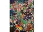 20" x 16" Floral Painting Signed COA Colorful Splatter FREE SHIPPING