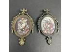 Vtg Art Nouveau Ornate Victorian Italy Wall Art Flowers Florentine Gilt Oval