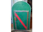 Horse Bandage Stable Metal Arched Cabinet Speckled Green & Yellow Retro Box