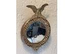 Miniature 5.5" Federal Eagle Convex Mirror Round Brass Wall Deco Framed