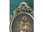 Antique Tara Productions Original Signed Floral Oil Painting Brass Frame Italy