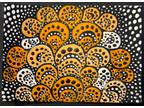 ACEO Original Painting PSYCHEDELIC ORANGE Abstract Folk Outsider Art JEFF ZENICK