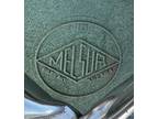 Vintage MELSUR MID CENTURY Modern Teal Chrome SCHOOL CHAIRS W/ Book Basket Lot