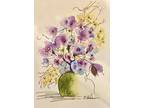 Original Signed Watercolor Painting. Impressionistic Wildflower Bouquet. 5x7”