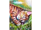 Jacob Landis HANDMADE ORIGINAL art Card ACEO Puppy Dog Beagle Pup "Running Wild"