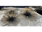 Set 3 Mid Mod atomic spiky metal gold Black wall Decor anemone 50's Jere EUC
