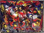 Modernist ABSTRACT CANVAS PAINTING Expressionist MODERN ART SICK CONFUSION FOLTZ