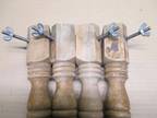 Set of 4 Vintage Wood Table Legs 14" Long W/Mounting Screws and Wing Nuts
