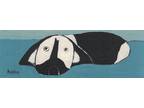 Double ACEO Original Painting on heavy card stock paper tiny beagle 1 - Nosey