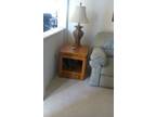 Micro Fiber Sofa & @ Oak End Tables with Lamps