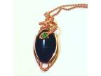 Copper Wire Wrap Onyx Stone Snake Pendant