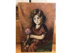 Portrait with girl with flower on board Susan Knox