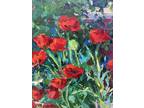 Sandra Boschet Large Original Oil Painting Oriental  Poppies Floral Landscape