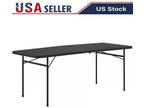 6 Foot Bi-Fold Plastic Folding Table, Black Fast shipping NEW