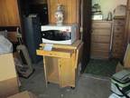 Table, chairs, microwave and stand