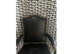 J. Robert Scott Sally Sirkin Black Leather Arm Chairs. Set of Four