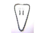 Silver and Teal Byzantine Chainmaille Necklace and Earring Set
