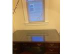 Glass/wooden desk and chair