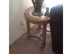 Round Wooden End Table with Glass Sections