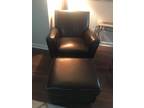 Pier1 Espresso Leather Chair & Ottoman
