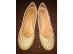 Tan & White Slip - On's