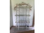Brass and white baked enamel bakers rack
