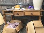 Old wooden table with 3 drawers