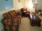 Robb & Stucky Like New Silk Soffa, Leather Chair & Ottoman