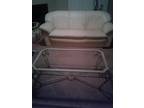 Leather Sofa and glass coffee table and 2 end tables