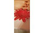 Red art glass dish