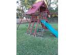 Swing set. 2 swings tire swing slide board.