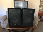 Stage speakers-2 Sightly used.with power pod mixers.