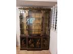 Drexel Black Lacquer W/ Chinoiserie Bookcase / Breakfront - Et Cetera