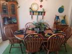 Dining rm set,corner china cabinet, wash stand, china