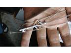 double heart silver necklace