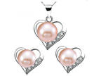Pink Pearl Necklace Earrings + Free shipping