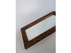 Antique Rustic Farmhouse Oak Framed Mirror 7.5" H x 14.5” W Vintage Heavy