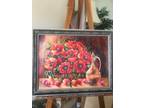 original oil painting signed framed, art work 28"x22" good as gift