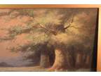 Big Antique Watercolor Landscape Signed Matted Victorian Country Gouache