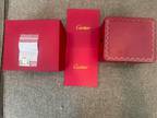 XL-Mens Cartier Santos, VVS1 diamonds Face,Buckle w Leather Strap & Arabic Dial