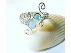 Silver Wire Wrap Ring with Blue Crystal