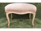 Antique Vintage French Style High Leg Carved White Wooden Footstool