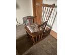 NICE ANTIQUE 1860'S-70'S Plank Bottom Folk Art Painted Wood Rocking Chair