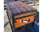 c1900s Pine Trunk Oak & Metal Banding Straps Iron Hardware Civil War Era Orig.