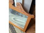 Antique Mirror with Beveled Glass Wooden Carved Frame Wall Dresser Mirror