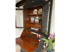 Hepplewhite Secretary Desk With Drop Down Front And Glass Door Hutch
