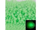 Pkg of 100 GREEN SOFT ROUND Glow in the Dark Rubber Beads for Crafts Fishing