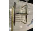 Vintage Mid Century Modern Magazine Rack Gold Brass Tone 12”